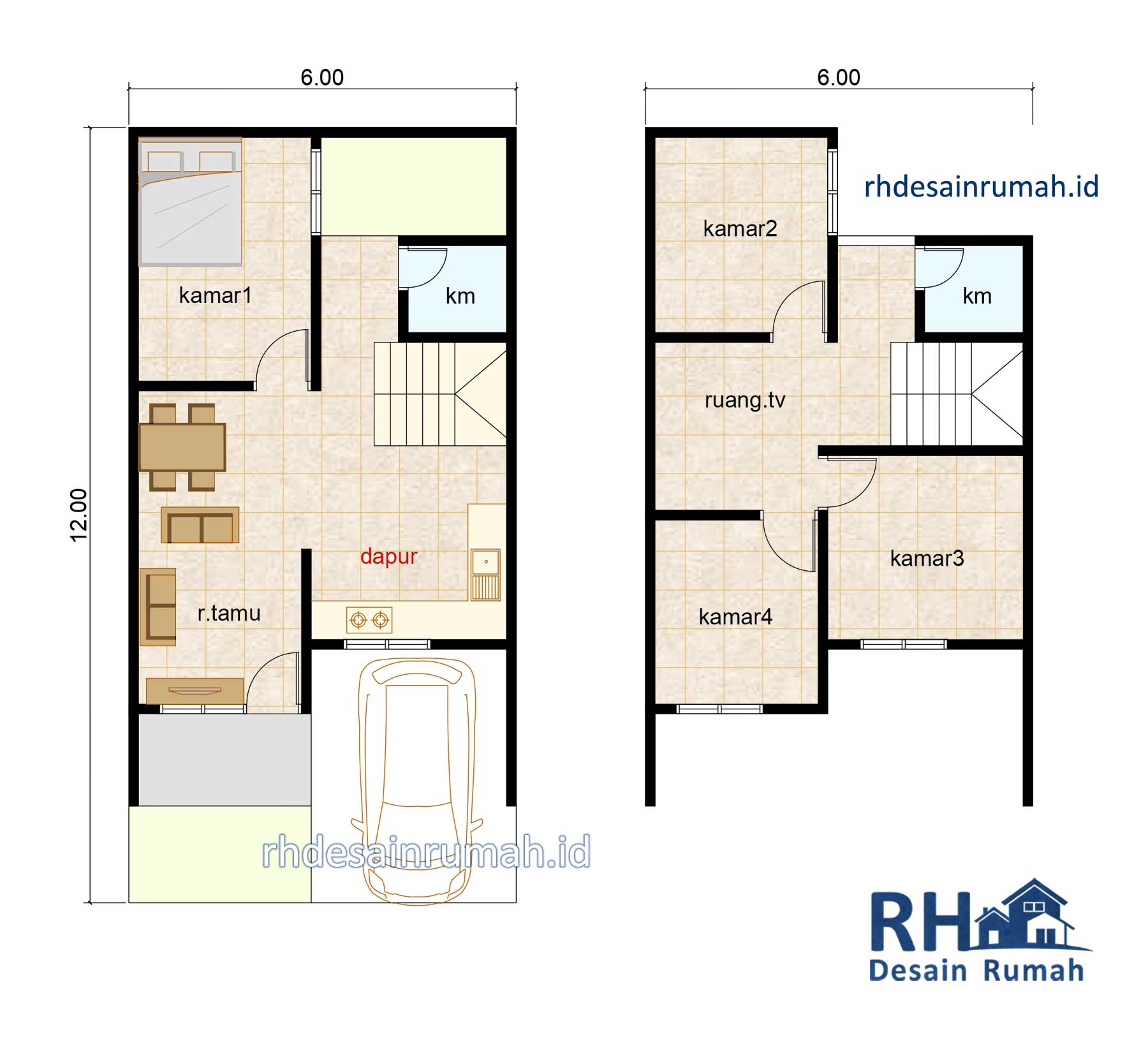 Read more about the article Denah Rumah 6×12 Dapur Depan