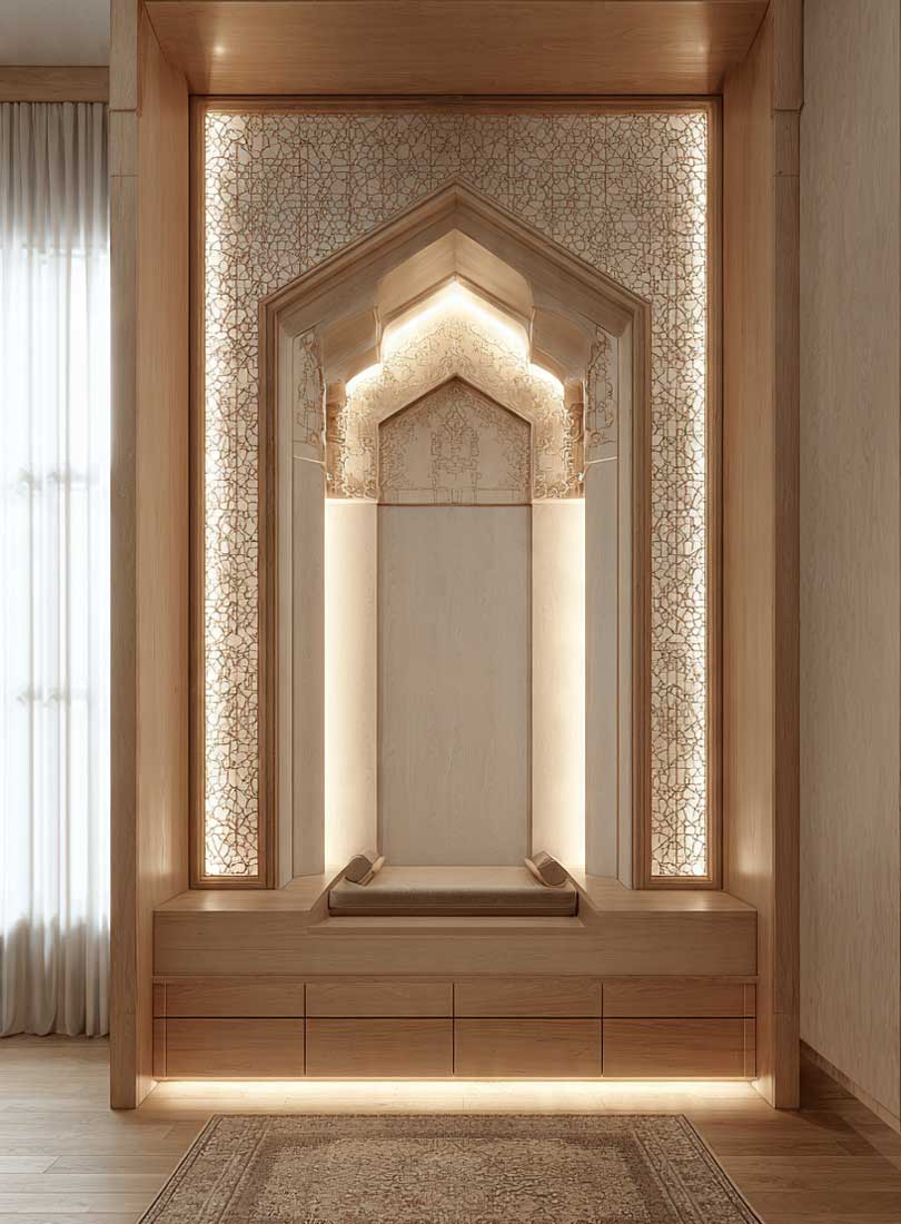 desain mihrab mushola rumah
