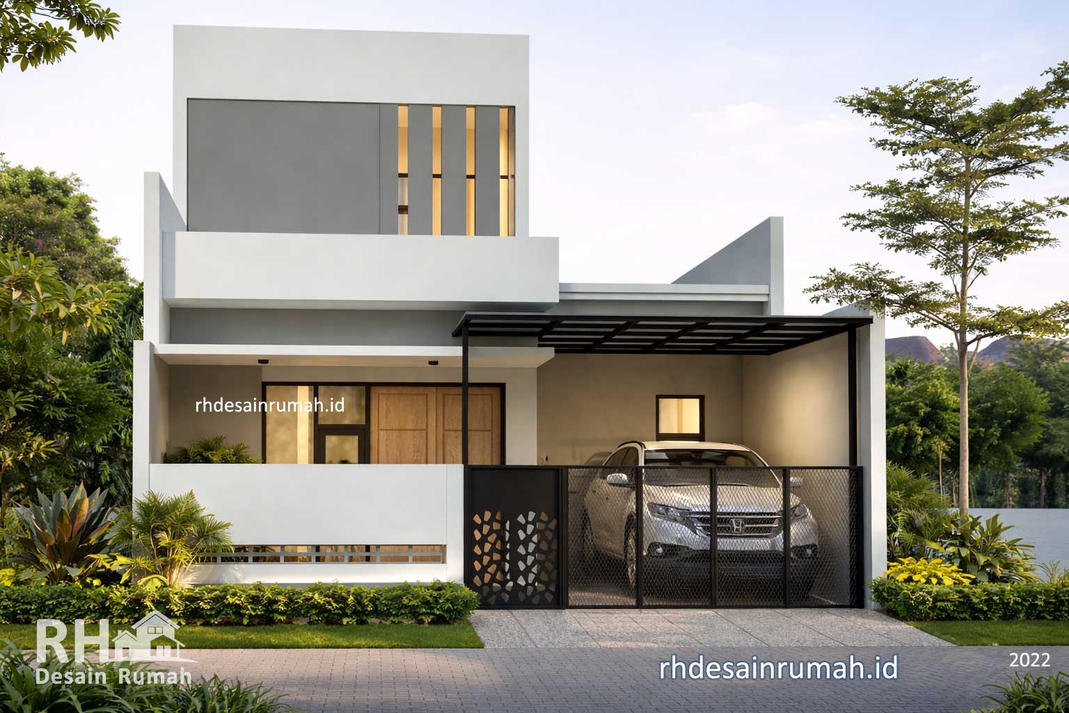 desain rumah modern warna putih abu-abu
