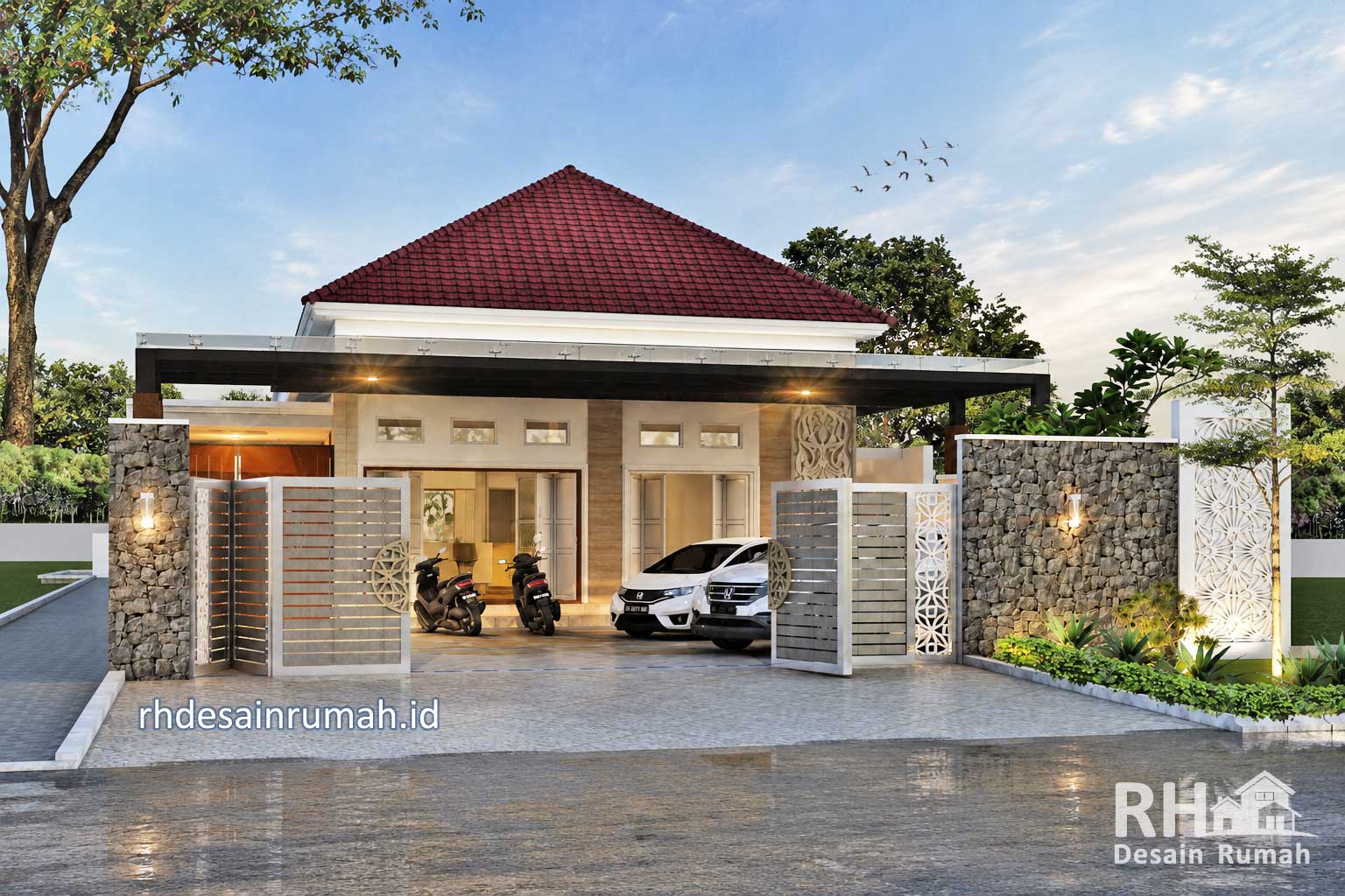 desain kanopi rumah mewah besi hollow minimalis