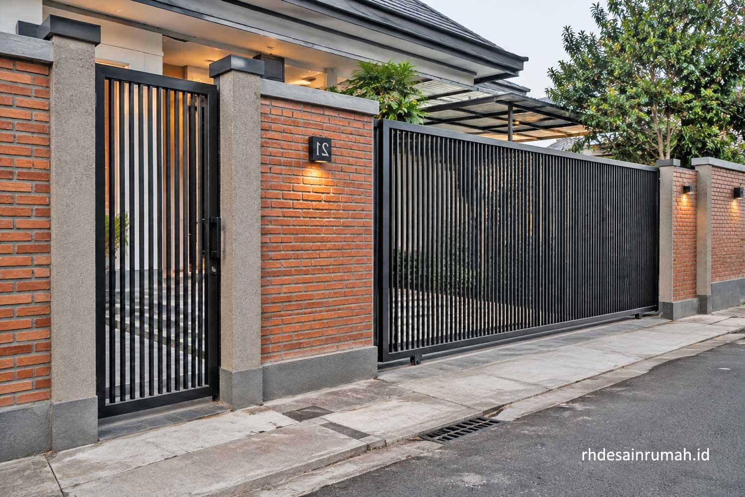 desain pagar rumah dengan bata ekspose