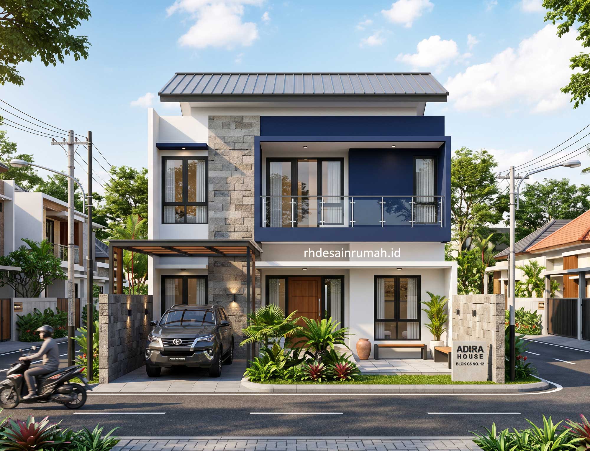 desain rumah atap galvalum navy blue