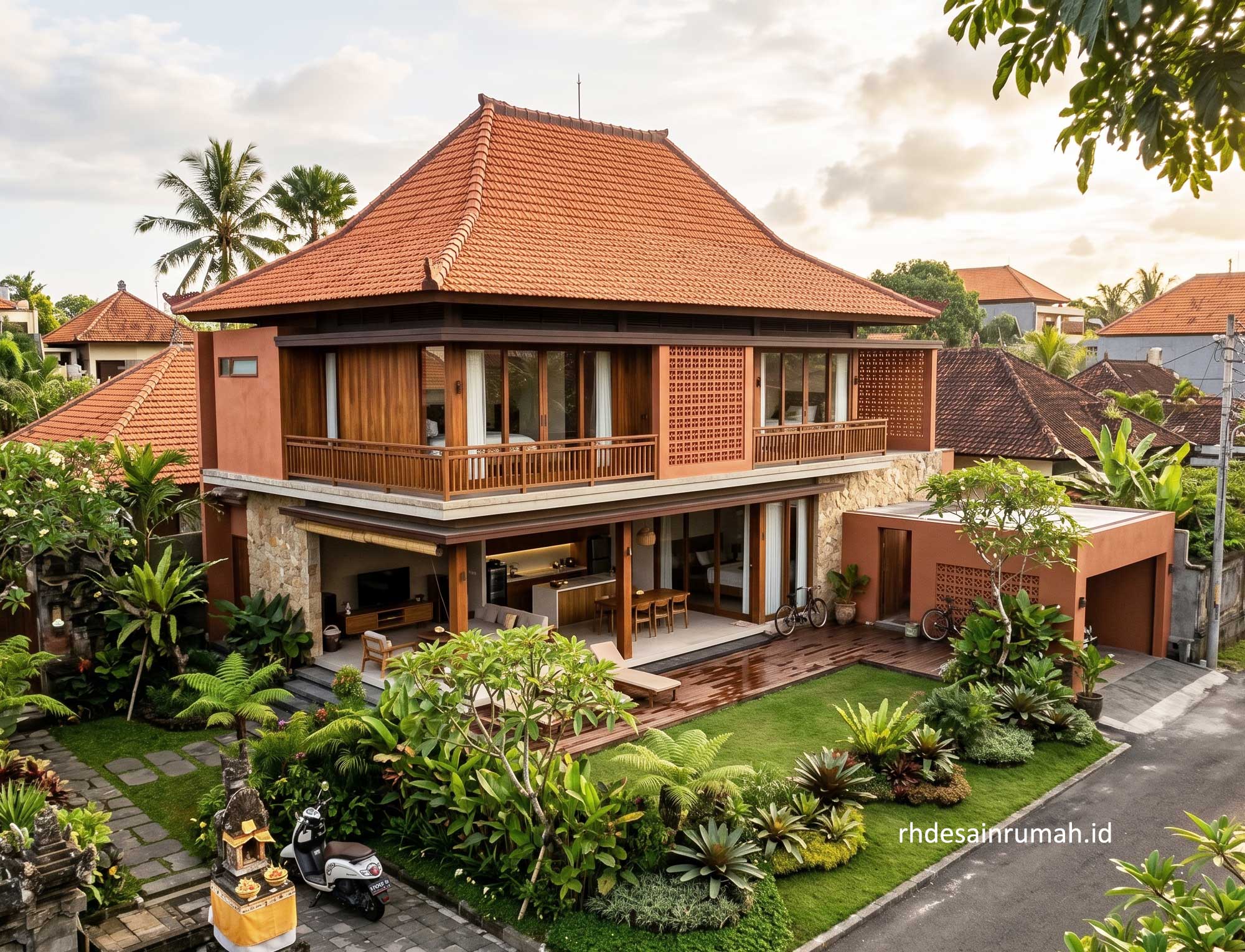 desain rumah atap joglo nuansa terakota
