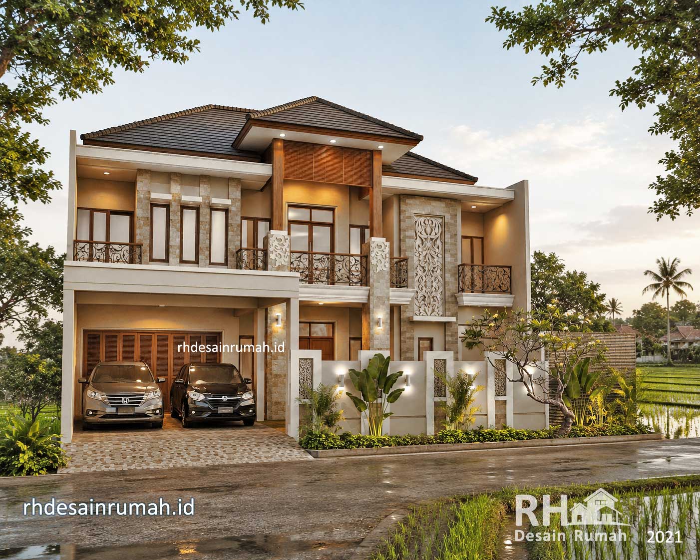 desain rumah mewah megah 2 lantai di desa vila bali