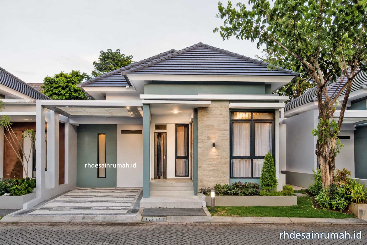 desain rumah minimalis unik warna muted teal