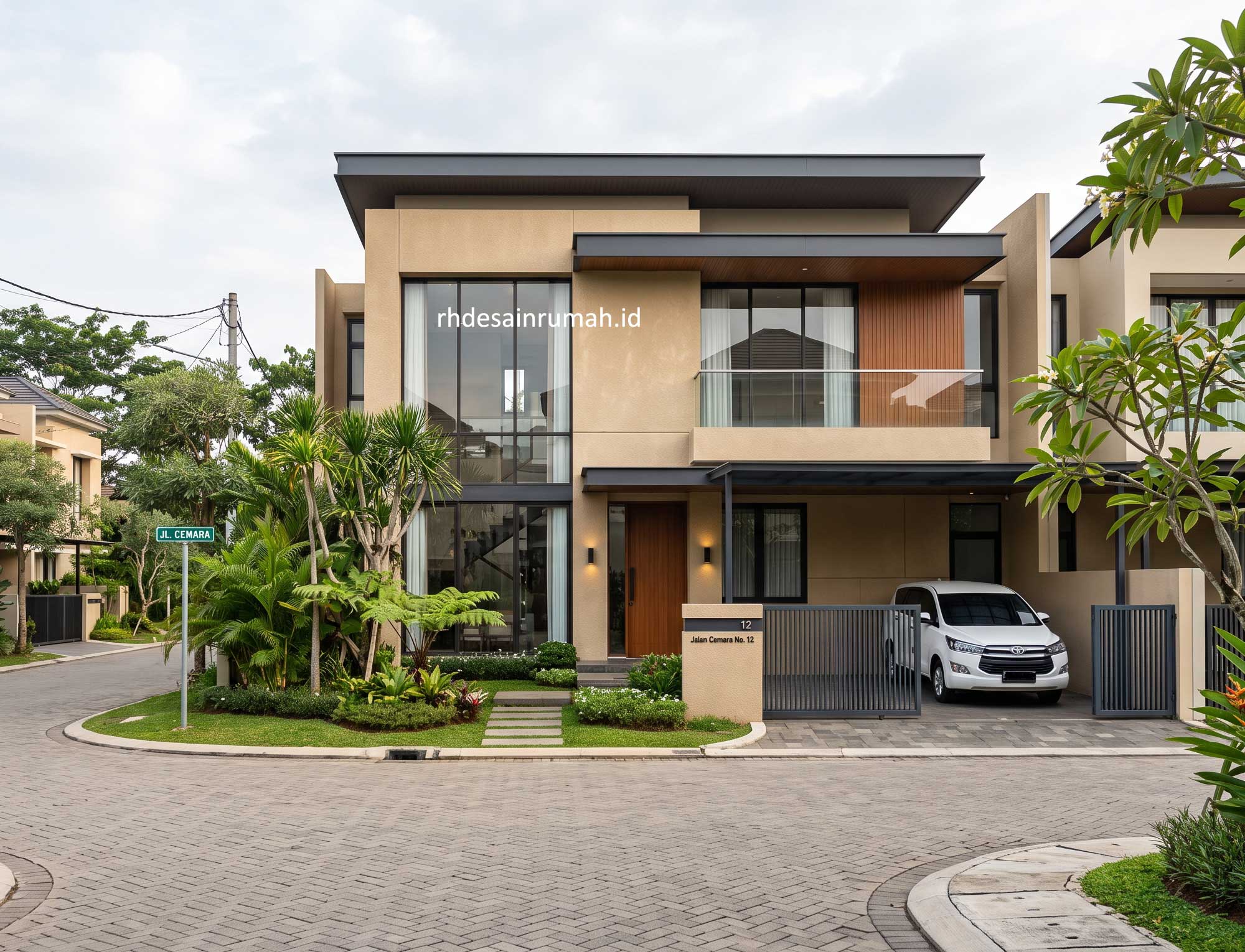 desain rumah modern mewah warm sand beige