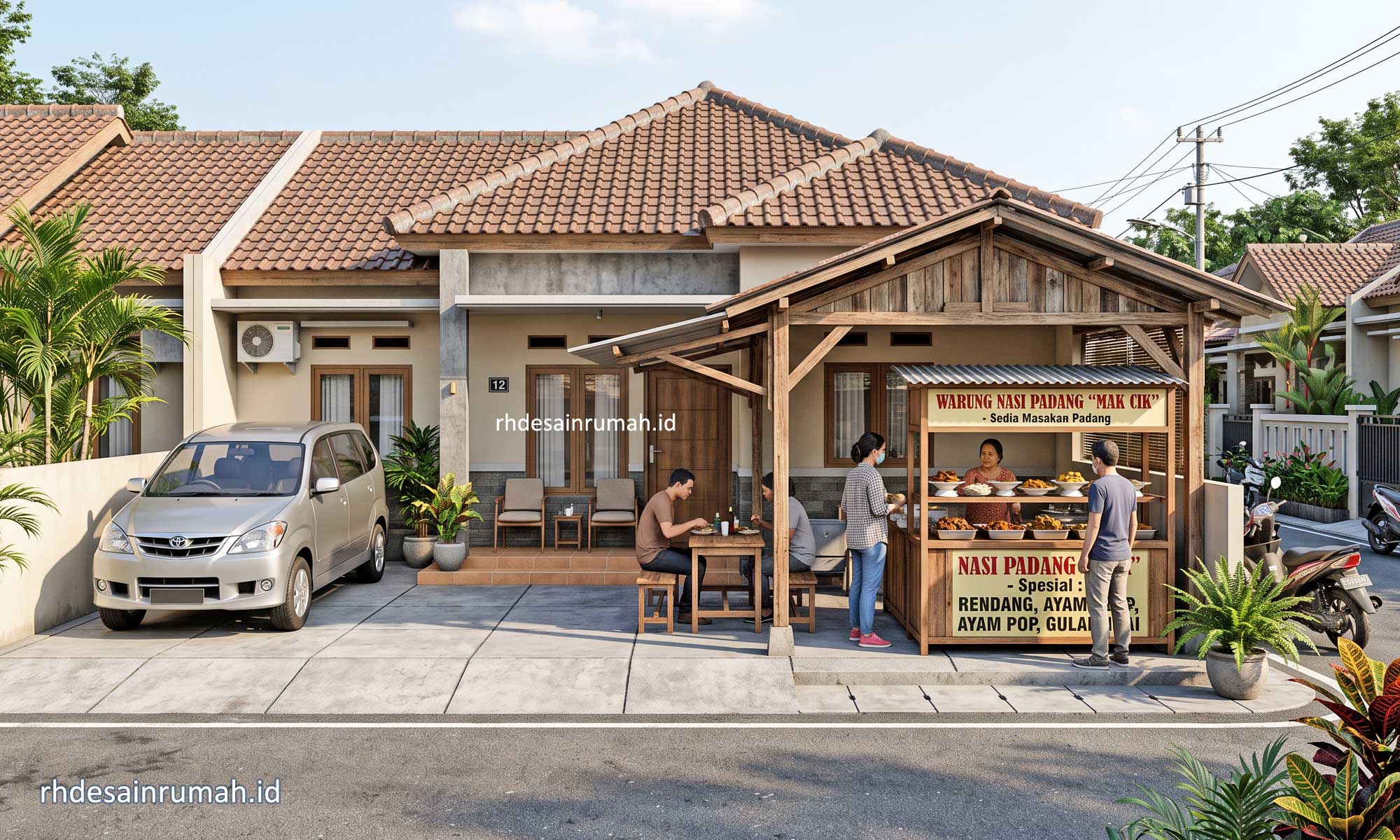 desain warung makan nasi padang depan rumah