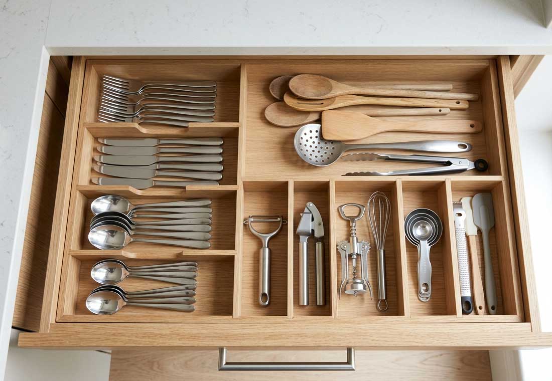 menata laci meja dapur kitchen set yang rapi